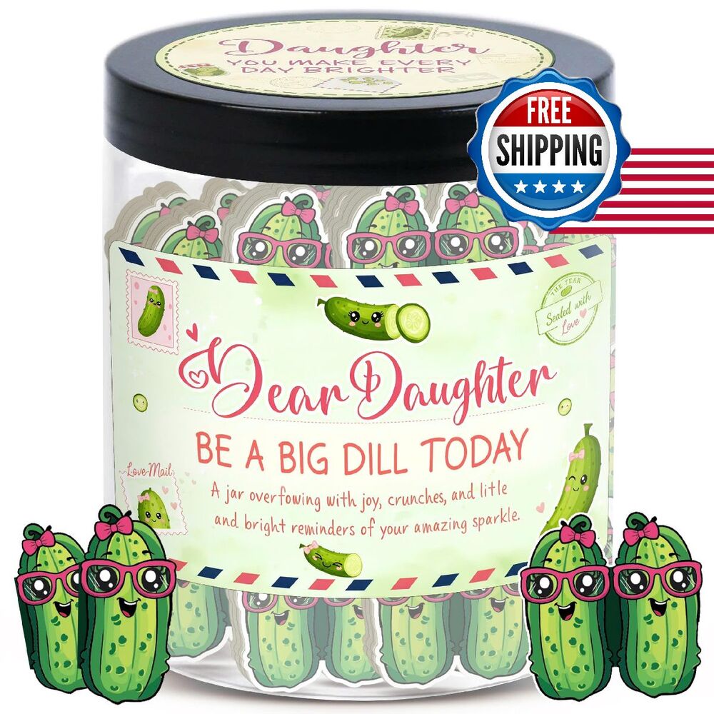 60 Positive Pickle Cards Jar for Daughter with Affirmation Cards, Daugh
